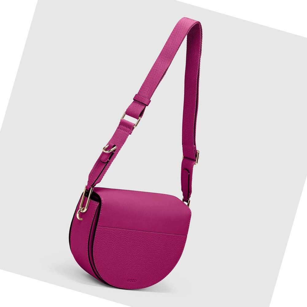 Women's Ecco Textureblock Saddle Shoulder Bags Pink | Canada 393PJJ